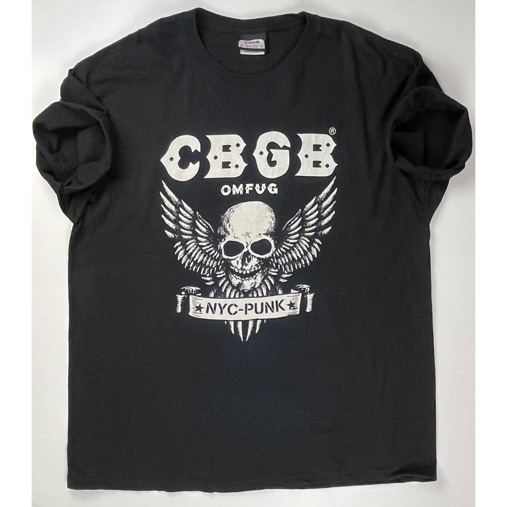 Vtg CBGB Bar Shirt XL Black OMFUG Skull NYC Punk Rock Tee Logo Imprint On Back